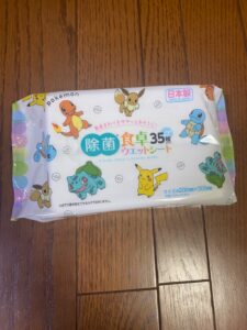 除菌食卓ウエットシート ダイソー ポケモンが可愛くて除菌もしっかり。