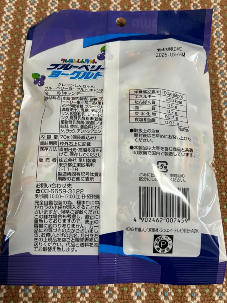 クレヨンしんちゃん ブルーベリーヨーグルトキャンディ ダイソー レビュー 2枚目