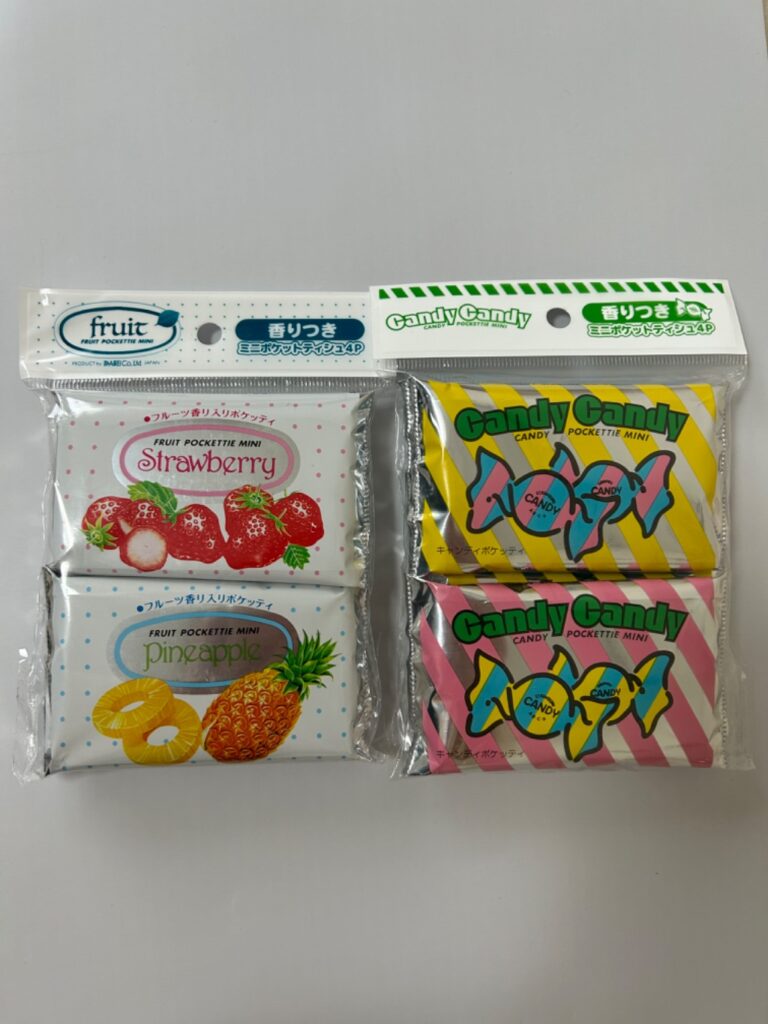 香りつき　ミニポケットティシュ4P Can Do（キャンドゥ） 懐かしすぎる！