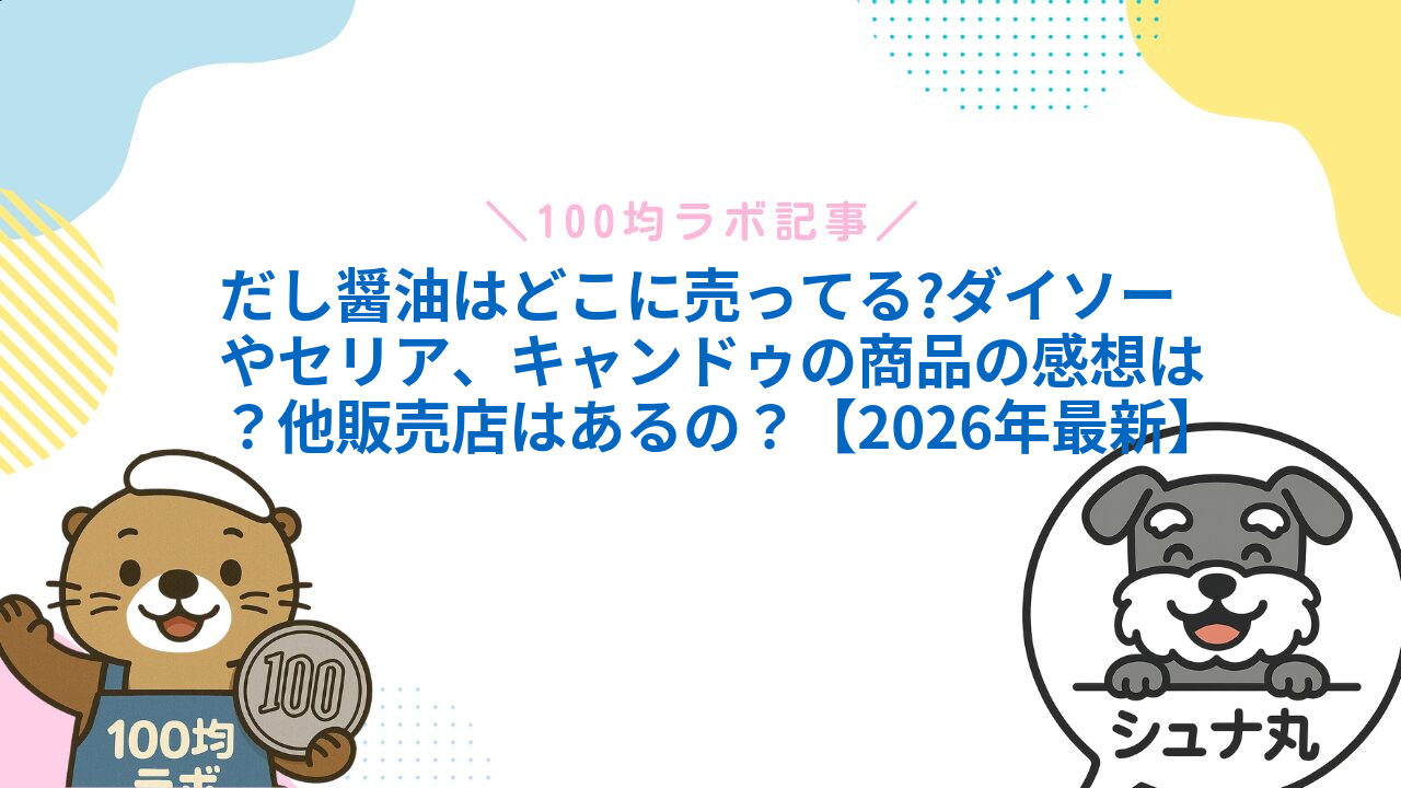 だし醤油はどこに売ってる?ダイソーやセリア、キャンドゥの商品の感想は?他販売店はあるの?【2026年最新】1