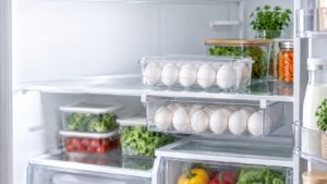 100均の10個用・12個用卵ケースを冷蔵庫で比較したイメージ