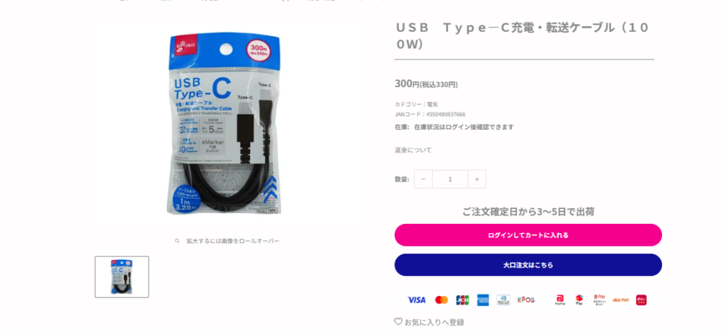 USB Type-C充電・転送ケーブル（100W）